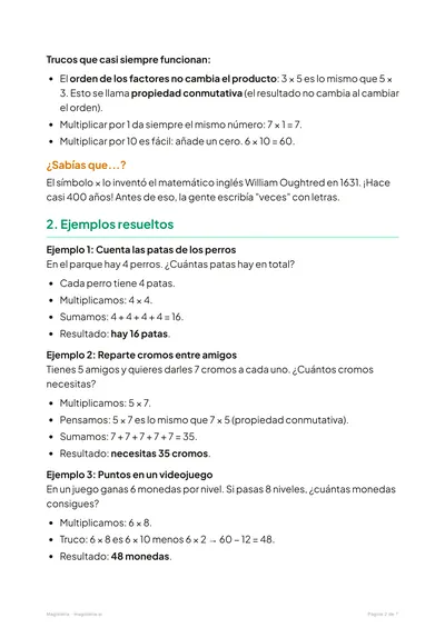Página 2 de la ficha de Tablas de multiplicar para 3º de Primaria