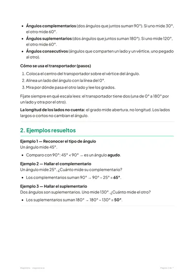 Página 2 de la ficha de Ángulos para 5º de Primaria