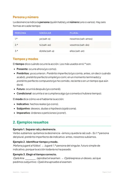 Página 2 de la ficha de Conjugación verbal para 6º de Primaria