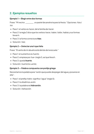 Página 2 de la ficha de Uso de la h para 6º de Primaria